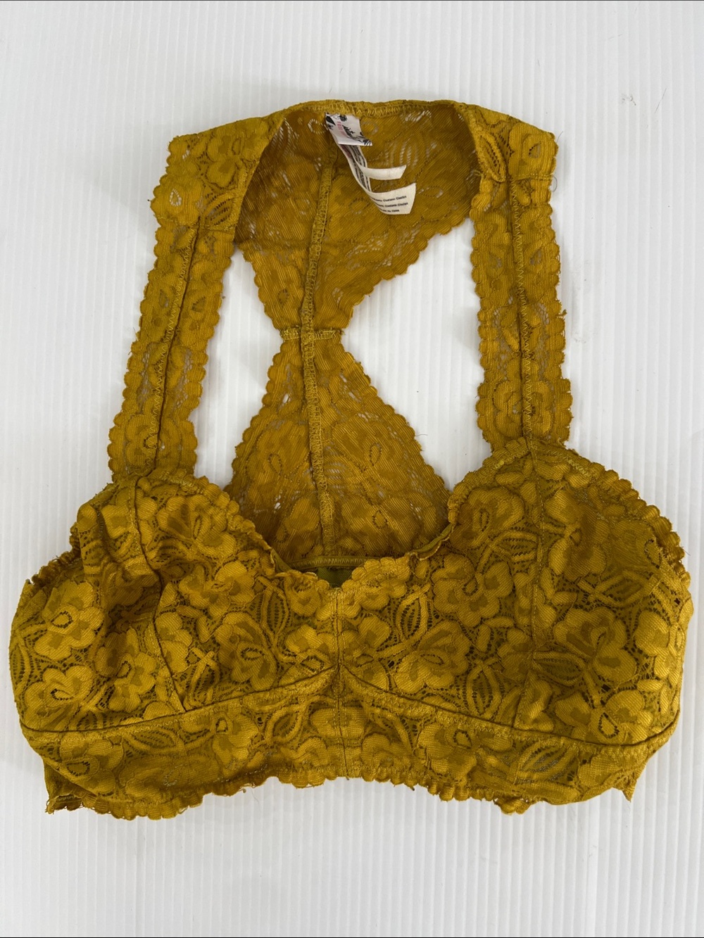 Free People Galloon Lace Bralette Mustard Yellow